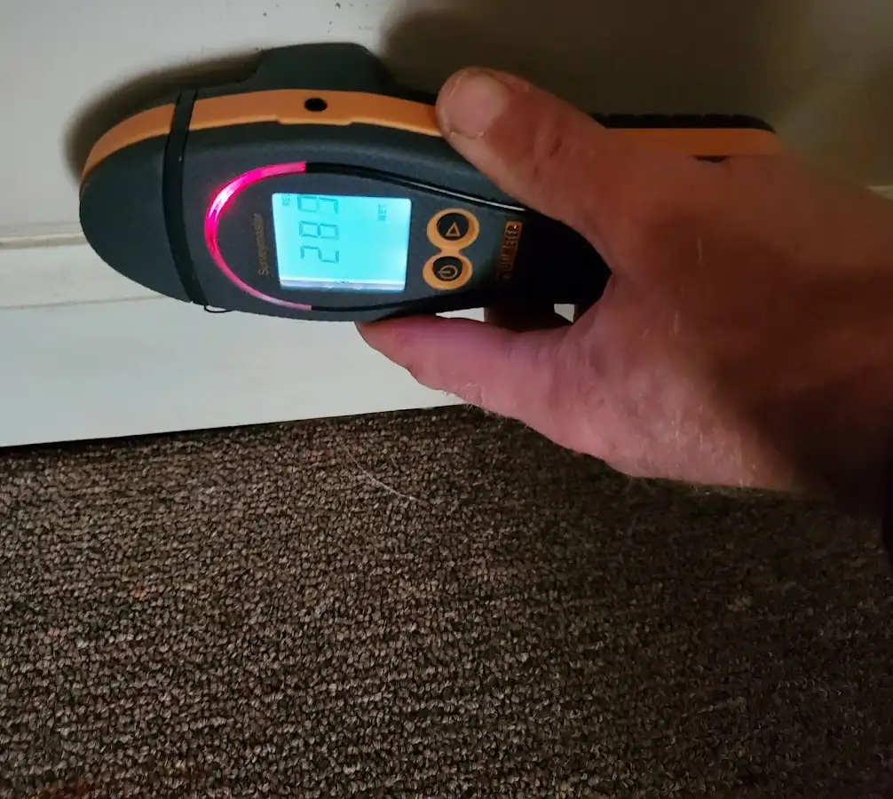 Moisture detection at baseboard during Mold Inspection & Testing in Attalla